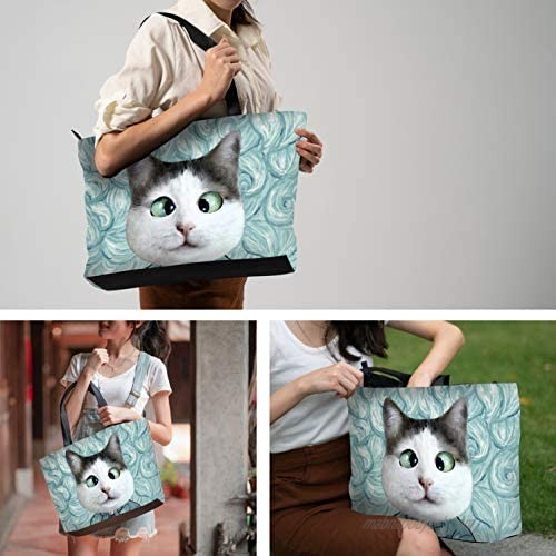 XMiCute Shoulder Bag with Cat and Kitty Pattern Ultra Large Tote Bag for Daily Shopping