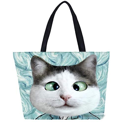 XMiCute Shoulder Bag with Cat and Kitty Pattern  Ultra Large Tote Bag for Daily Shopping