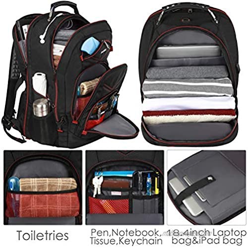 18.4 Inch Laptop Backpack Extra Large Travel Gaming Laptop Backpacks With USB Charging Port TSA Friendly Flight Approved RFID Anti theft Water Resistant Men College Bookbag School Student Computer Bag