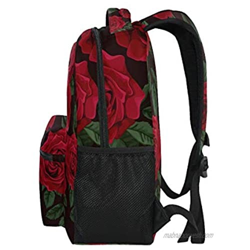 ALAZA Red Rose Flower Floral Large Backpack Personalized Laptop iPad Tablet Travel School Bag with Multiple Pockets