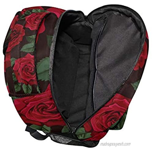 ALAZA Red Rose Flower Floral Large Backpack Personalized Laptop iPad Tablet Travel School Bag with Multiple Pockets