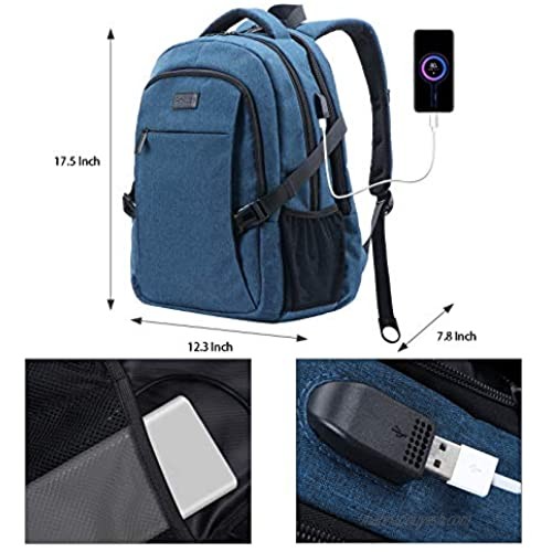 ANKUER Travel Laptop Backpack Anti Theft Backpack with USB Charging Port Fit 15.6 Inch Laptop Bookbag (Blue)