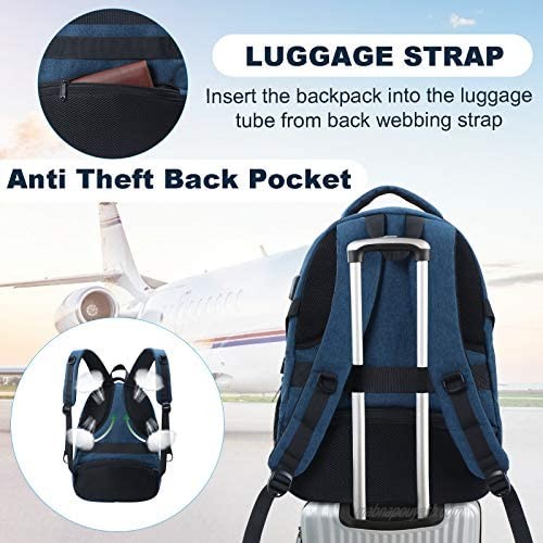 ANKUER Travel Laptop Backpack Anti Theft Backpack with USB Charging Port Fit 15.6 Inch Laptop Bookbag (Blue)
