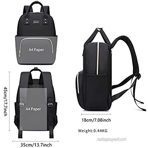 Asenlin Laptop Backpack 15.6 Inch for Women， Water Resistant School Backpack College Fashion Casual Bookbag Travel Business Work Backpack-Black