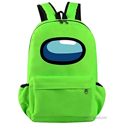 Assletes Among Us Backpack For Teenager Kids Boys Girls School Daypack Game Bookbag Hiking Sports Outdoor Work Laptop Bags  Green  17 x 14 x 6.3(in)
