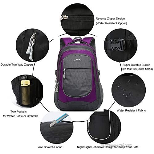 Backpack Bookbag for School College Student Travel Business Hiking Fit Laptop Up to 15.6 Inch