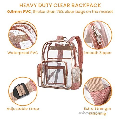Clear Backpack Cambond Heavy Duty Transparent Backpack with Reinforced Straps See Through School Bag for College Adults