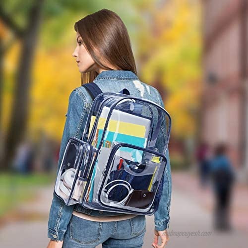 Clear Backpack Cambond Heavy Duty Transparent Backpacks for Adults Large See-Through Bag for School Work