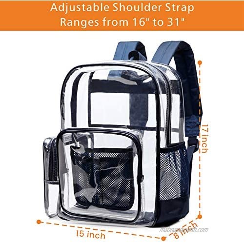 Clear Backpack Cambond Heavy Duty Transparent Backpacks for Adults Large See-Through Bag for School Work