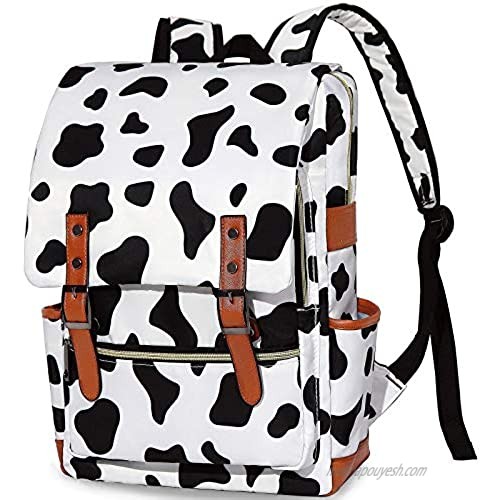 Cow Print Bookbag for Teen Girls Boys College School Student Laptop Backpack for Womens