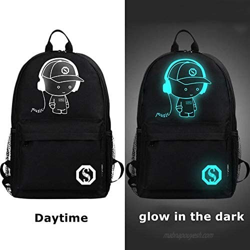 FLYMEI Anime Luminous Backpack for Boys Girls School Daypack with Shoulder Bag 17'' Laptop Back Pack Lightweight Travel Bag Cool Cartoon Backpack for Men