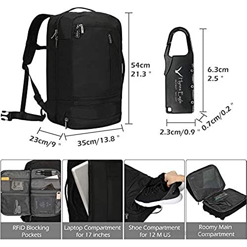 Hynes Eagle 42L Travel Backpck Anti Theft Carry on Backpack Suitcase Backpack Laptop Backpack with RFID Blocking Pocket for Men and Women