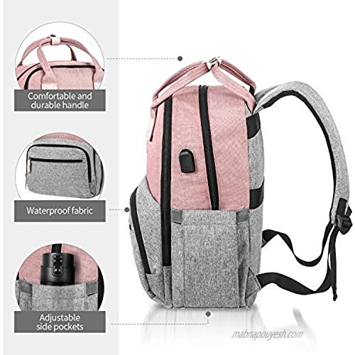Laptop Backpack 15.6 Inch Stylish Notebook Backpack with USB Charging Port Water Resistant Business Travel School College Backpack for Women Girls