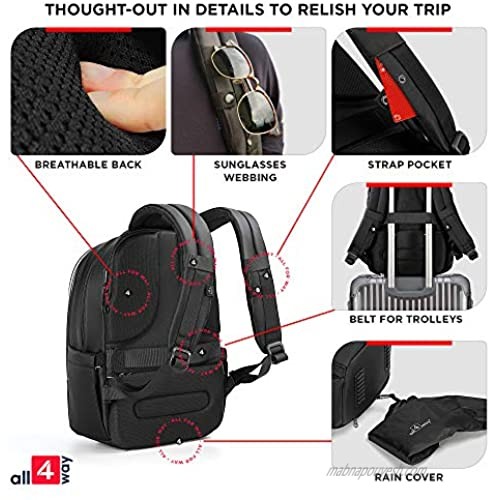Laptop Backpack Black RFID Blocking - Travel Backpack USB Quick Charge - Swiss Design 17 Business - College School Waterproof Backpack for Men Women New Model