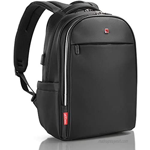 Laptop Backpack Black RFID Blocking - Travel Backpack USB Quick Charge - Swiss Design 17" Business - College School Waterproof Backpack for Men Women  New Model