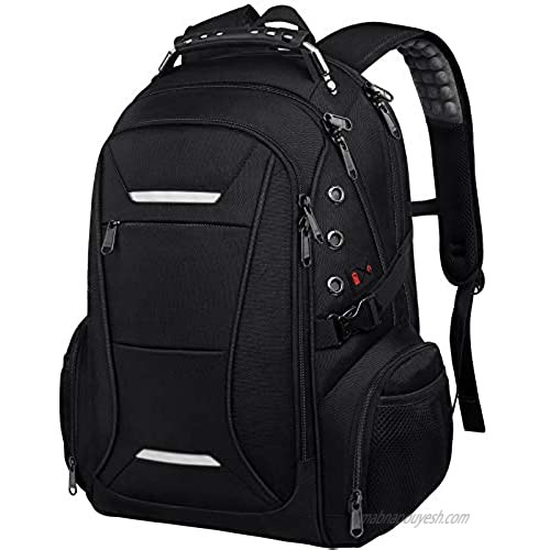 Laptop Backpack for Men  Large Travel Computer Backpack with USB Charging Port for Work Business Fits 17 Inch Notebook  Big College School Bookbag  40L  Anti Theft  Water Resistant  Black