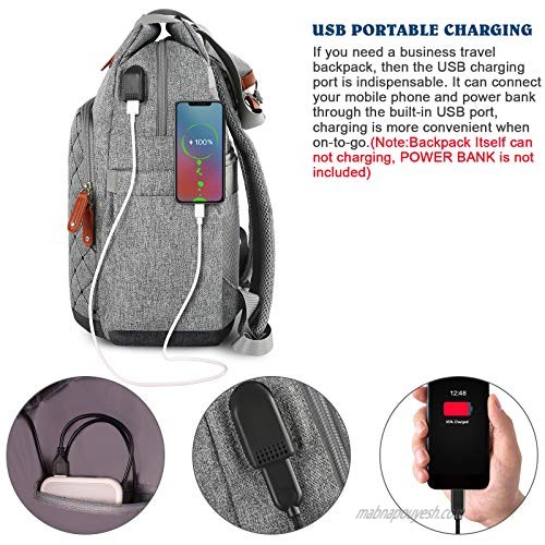 Laptop Backpack for Women Checkered Work Travel School College Backpack with USB Charging Port Waterproof Anti-theft Bag Fits 15.6 inch Laptop Doctor Teacher Business Student Bookbag Casual Hiking