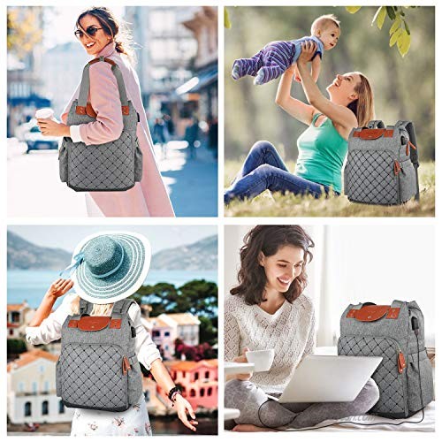 Laptop Backpack for Women Checkered Work Travel School College Backpack with USB Charging Port Waterproof Anti-theft Bag Fits 15.6 inch Laptop Doctor Teacher Business Student Bookbag Casual Hiking