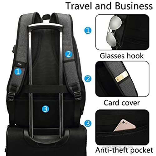 Laptop Backpack with Changer Water Resistant Travel Backpacks College Backpack School Bookbag Fit 15.6 Inch Laptop Work Business Backpack for Men(Dark Gray)