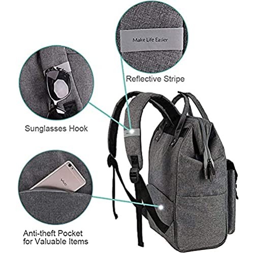 Lekesky Laptop Backpack for Women Fashion Travel Backpack Business Computer Work Bag 15.6 Inch Grey