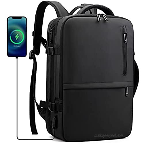 MAGIMODAC Carry On Business Travel Backpack Expandable Flight Approved with USB Charging Port for Laptop 15.6''
