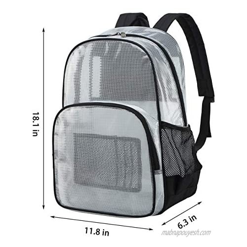 Mygreen Stadium Approved Backpack Heavy Duty School Bag for 15.6 Laptop Clear