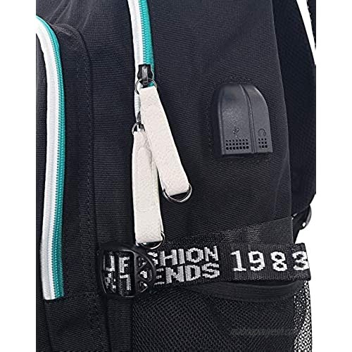 Roffatide Anime My Hero Academia Backpack Printed College School Bag Laptop Backpack with USB Charging Port & Headphone Port
