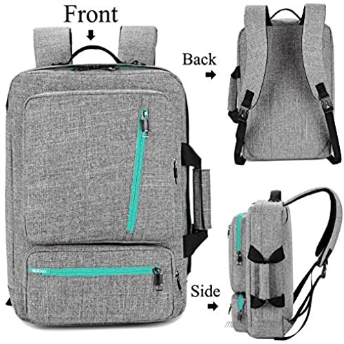 SOCKO 17 Inch Laptop Backpack Convertible Backpack Travel Computer Bag Hiking Knapsack Rucksack College Shoulder Back Pack Fits up to 17 Inches Laptop Notebook for Men/Women Grey-Green