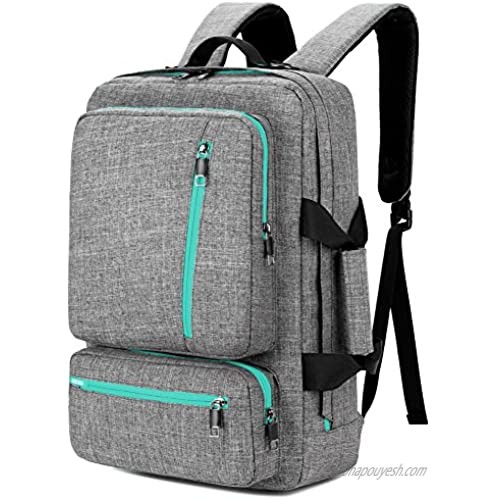 SOCKO 17 Inch Laptop Backpack Convertible Backpack Travel Computer Bag Hiking Knapsack Rucksack College Shoulder Back Pack Fits up to 17 Inches Laptop Notebook for Men/Women  Grey-Green