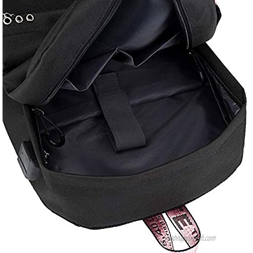 TikTok Backpack Fashion Canvas Backpack for Girls High Capacity School Bakcpacks USB Charging Interface Gift Data Line (Pink)