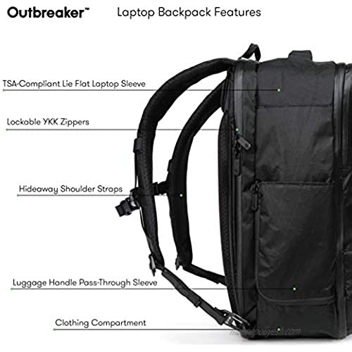Tortuga Outbreaker - Laptop Backpack for Work or Travel with Deluxe Features (27L Black)