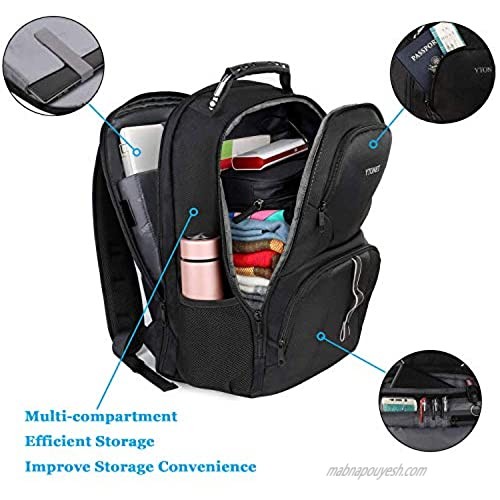 Travel Backpacks for Men Extra Large TSA Friendly Business Anti Theft Durable Laptop Backpack Fits 17 inch Laptops with USB Charging Port Water Resistant College School Computer Bookbag 50L Black