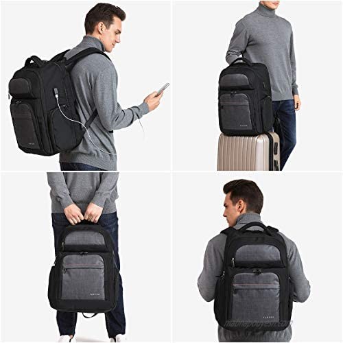 Tudequ 17.3” Laptop Backpack TSA Travel Bag with WET Pocket Men Women Black
