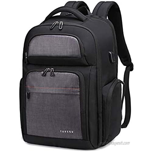 Tudequ 17.3” Laptop Backpack  TSA Travel Bag with WET Pocket Men Women  Black