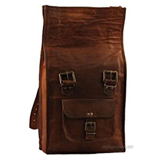 Urban Dezire Men's Leather Vintage Roll On Laptop Backpack Rucksack