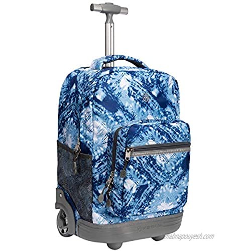 WEISHENGDA 18 inches Wheeled Rolling Backpack for Boys and Girls School Student Books Laptop Travel Trolley Bag  Blue