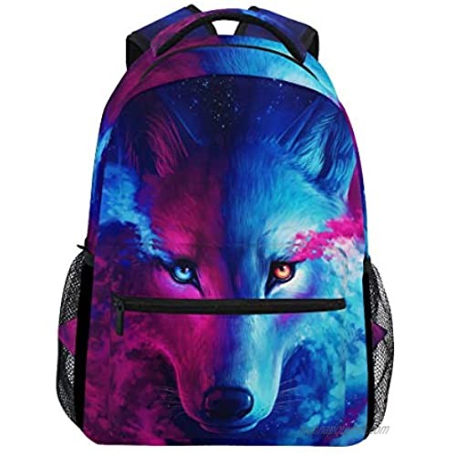 ZZKKO Animal Wolf Colorful Boys Girls School Computer Backpacks Book Bag Travel Hiking Camping Daypack
