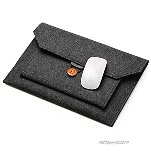 12 Inch Felt Laptop Sleeve with Pockets Notebook Case for Acer Chromebook R 11 / Macbook 12 / Samsung Chromebook 3 XE501C13-K02US / ASUS Chromebook C202SA C201PA / Surface Pro 6 5 4 3 (Black)