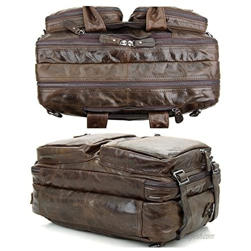 Berchirly Vintage Genuine Leather Briefcase Laptop Backpack Messenger Bag