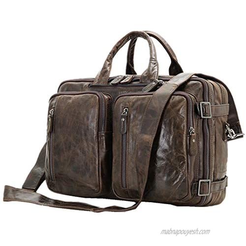 Berchirly Vintage Genuine Leather Briefcase Laptop Backpack Messenger Bag