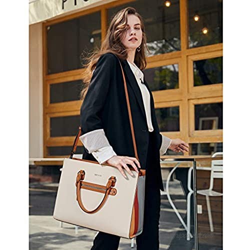 BOSTANTEN Leather Laptop Briefcase for Women Shoulder Bag 15.6 Inch Business Computer Tote