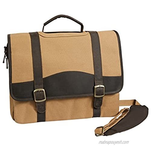 Canyon Outback Leather Goods Inc. Elk Valley Canvas and Leather Briefcase - Great for Laptops - Perfect for men and women