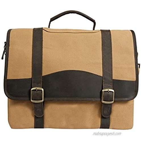 Canyon Outback Leather Goods  Inc. Elk Valley Canvas and Leather Briefcase - Great for Laptops - Perfect for men and women