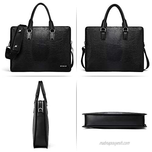 CLUCI Leather Briefcases for Men 14 Inch Laptop Vintage Slim Business Women Shoulder Bag Black