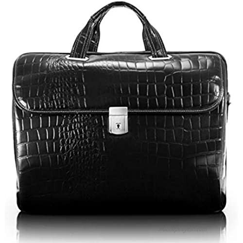 Siamod  Monterosso  SERVANO  Embossed Crocco Leather  13" Leather Tablet Briefcase  Black (35535)