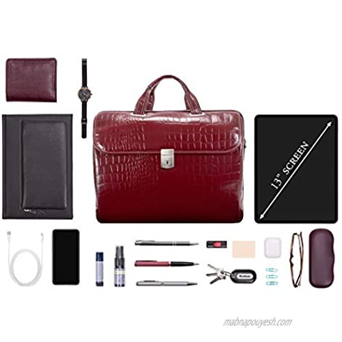 Siamod Monterosso SERVANO Embossed Crocco Leather 13 Leather Tablet Briefcase Red (35536)
