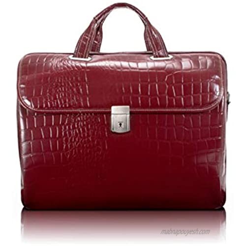 Siamod  Monterosso  SERVANO  Embossed Crocco Leather  13" Leather Tablet Briefcase  Red (35536)