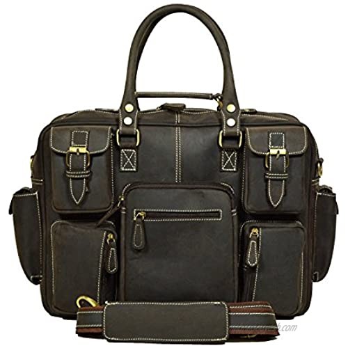 The Leather Artist Leather Shoulder-Briefcase Messenger Bag Mens Handmade 16 Inch Laptop-Satchel