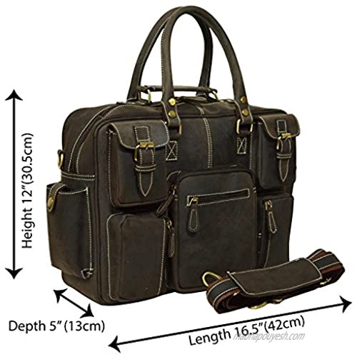 The Leather Artist Leather Shoulder-Briefcase Messenger Bag Mens Handmade 16 Inch Laptop-Satchel