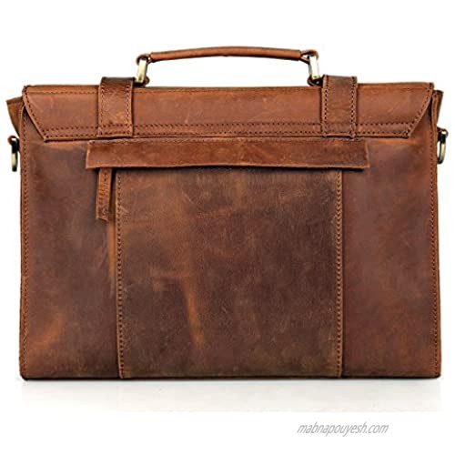 UBaymax Men's Leather Tote Briefcase Shoulder Messenger Bags Brown